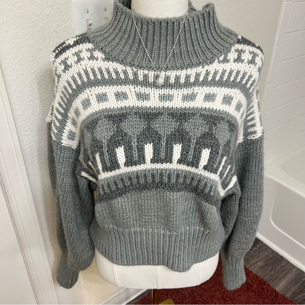 NWT H&M x PRINGLE of Scotland sweater gray designer Nordic European winter knit